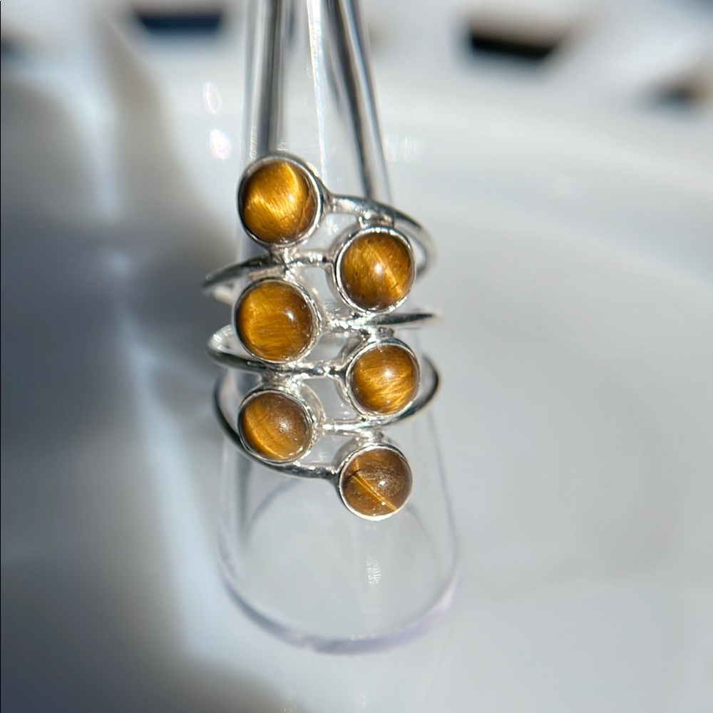 Tigers eye gemstone sterling silver ring